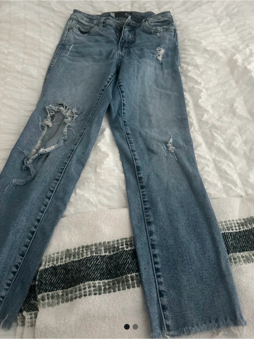 Kut from the Kloth Medium Blue Distressed Straight Leg Jeans